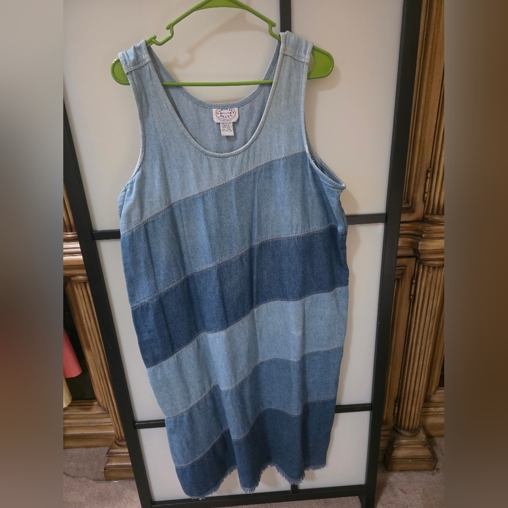CUTE DENIM JEAN OMBRE BLUE DRESS PLUS SIZE 16W